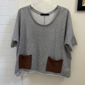 Gray and Brown Boxy Short Sleeve Tee